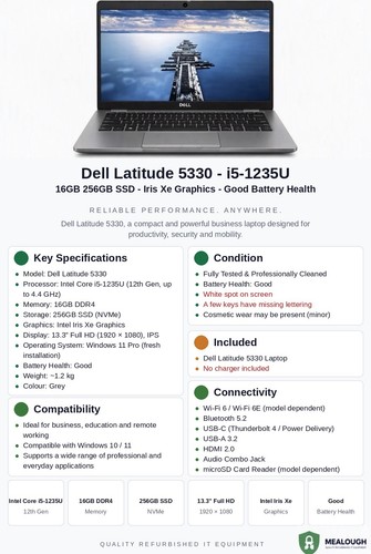 Dell latitude 5330 i5 1235u - dell, i5-1235u